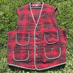Vintage DOUBLE RL RRL Ralph Lauren Wool Vest Plaid Pattern L Size Men's
